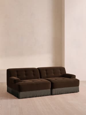 Elowen Modular Sofa - Three Seater - Velvet - Chocolate UK - Hover Image