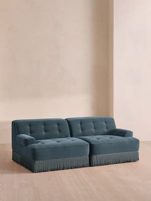Elowen Modular Sofa - Three Seater - Velvet - Grey Blue UK - Hover Image