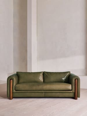 Farrell Three Seater Sofa - Leather - Moss - UK - Listing Image