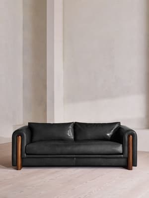 Farrell Three Seater Sofa - Leather - Black - UK - Listing Image