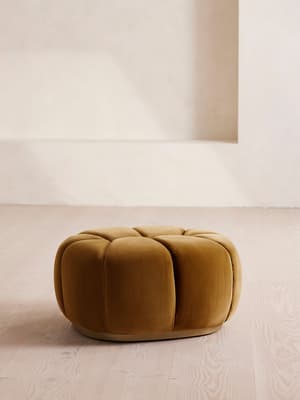 Garret Footstool - Velvet - Mustard - US - Listing Image