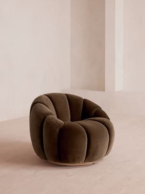 Garret Armchair - Velvet - Chocolate Brown - Hover Image