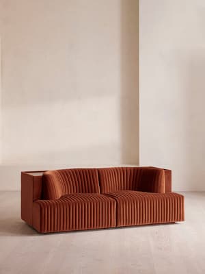Hamish Modular Sofa - Three Seater - Velvet - Rust - Hover Image