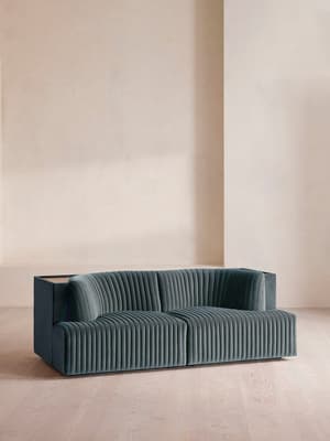 Hamish Modular Sofa - Three Seater - Velvet - Grey Blue - Hover Image