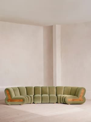 Noelle Sectional Curved Sofa - Six Seater - Velvet Lichen - US - Listing Image