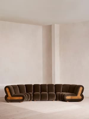 Noelle Modular Curved Sofa - Six Seater - Velvet Chocolate Brown - Listing Image