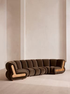 Noelle Modular Curved Sofa - Six Seater - Velvet Chocolate Brown - Hover Image