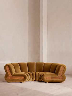 Noelle Modular Curved Sofa - Four Seater - Velvet - Mustard - Listing Image