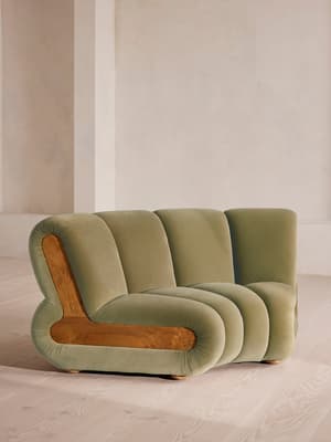 Noelle Modular Curved Armchair - Velvet Lichen - UK - Hover Image