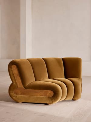 Noelle Modular Curved Armchair - Velvet Mustard - UK - Hover Image