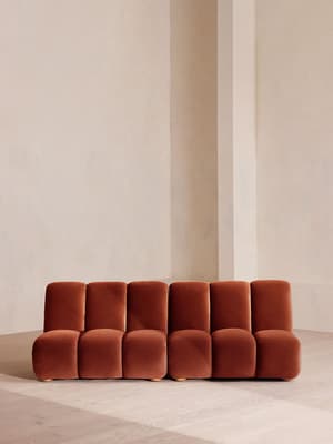 Noelle Sectional Sofa - Four Seater - Velvet - Rust - US - Listing Image