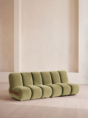 Noelle Modular Sofa - Four Seater - Velvet - Lichen - Hover Image