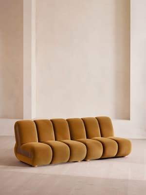 Noelle Modular Sofa - Four Seater - Velvet - Mustard - Hover Image