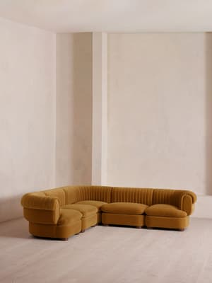 Rava Modular Sofa - Corner Sofa - Velvet - Mustard - Hover Image