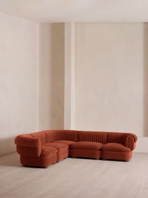Rava Modular Sofa - Corner Sofa - Velvet - Rust - Hover Image