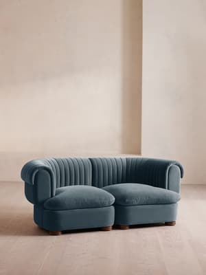 Rava Modular Sofa - Three Seater - Velvet - Grey Blue - Hover Image