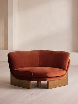 Tellis Corner Chair - Velvet - Rust - UK - Listing Image