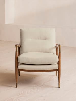 Theodore Oak Armchair - Linen - Bisque - US - Hover Image