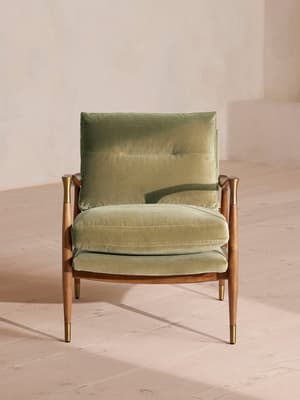 Theodore Oak Armchair - Velvet Lichen - Hover Image