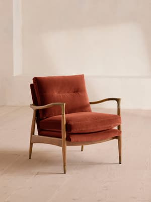 Theodore Armchair - Velvet - Rust - US - Hover Image