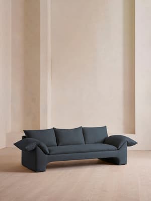 Wyatt Three Seater Sofa - Linen - Prussian Blue - Hover Image