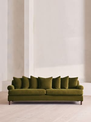 Audrey Four Seater Sofa - Velvet - Olive - US - Listing Image