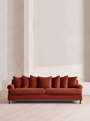 Audrey Four Seater Sofa - Velvet - Rust - US - Listing Image