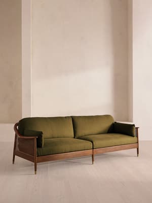 Atlanta Four Seater Sofa - Linen - Olive - US - Hover Image
