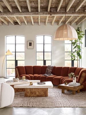 Noelle Sectional Curved Sofa - Six Seater - Velvet Rust - US - Listing Image