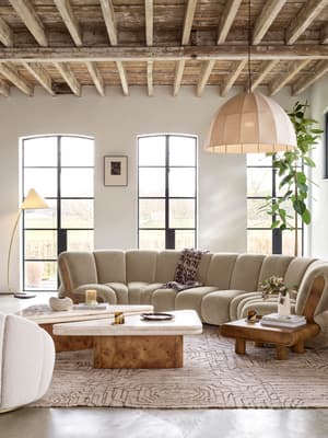 Noelle Sectional Curved Sofa - Six Seater - Velvet Camel - US - Listing Image