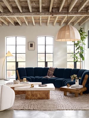 Noelle Sectional Curved Sofa - Six Seater - Velvet Royal Blue - US - Listing Image