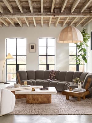 Noelle Sectional Curved Sofa - Six Seater - Velvet Taupe - US - Listing Image