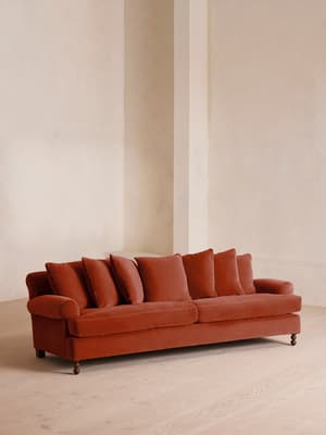 Audrey Four Seater Sofa - Velvet - Rust - Listing Image