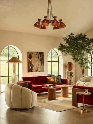 Marcia Three Seater Sofa - Velvet - Rust - Hover Image