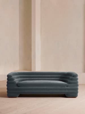 Laura Three Seater Sofa - Velvet - Grey Blue - US - Hover Image