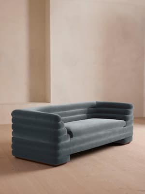 Laura Three Seater Sofa - Velvet - Grey Blue - US - Listing Image