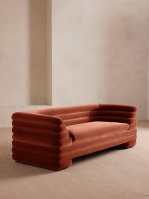 Laura Three Seater Sofa - Velvet - Rust - Listing Image