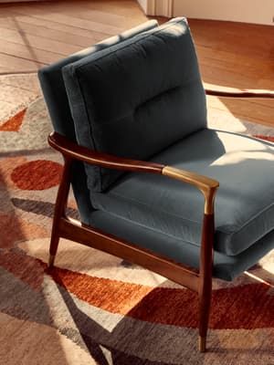 Theodore Armchair - Velvet - Grey Blue - Hover Image