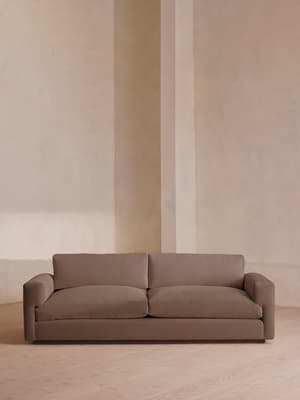 Mossley Three Seater Sofa - Velvet - Taupe - Hover Image