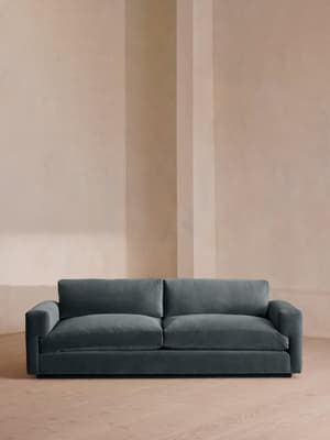Mossley Three Seater Sofa - Velvet - Grey Blue - Hover Image