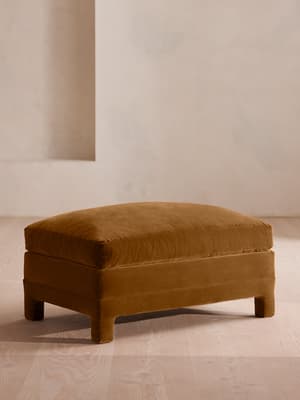 Ashford Ottoman - Velvet - Mustard - Listing Image