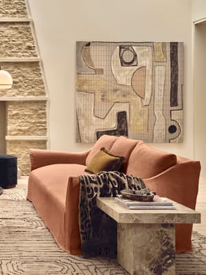 Roma Four Seater Sofa - Linen - Antique Rose - Hover Image