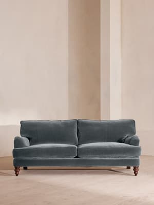 Arundel Three Seater Sofa - Velvet - Grey Blue - Hover Image