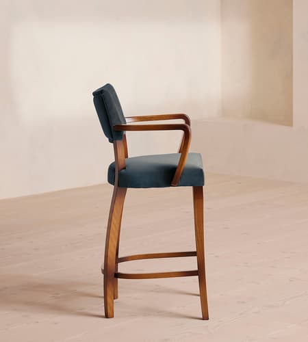 Molina Barstool, Velvet, Grey Blue, US