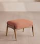 Theodore Oak Footstool - Textured Wool Boucle - Coral - Listing Image
