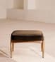 Theodore Oak Footstool - Velvet - Chocolate Brown - Hover Image