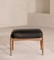 Theodore Oak Footstool Leather Virtue Black - Hover Image