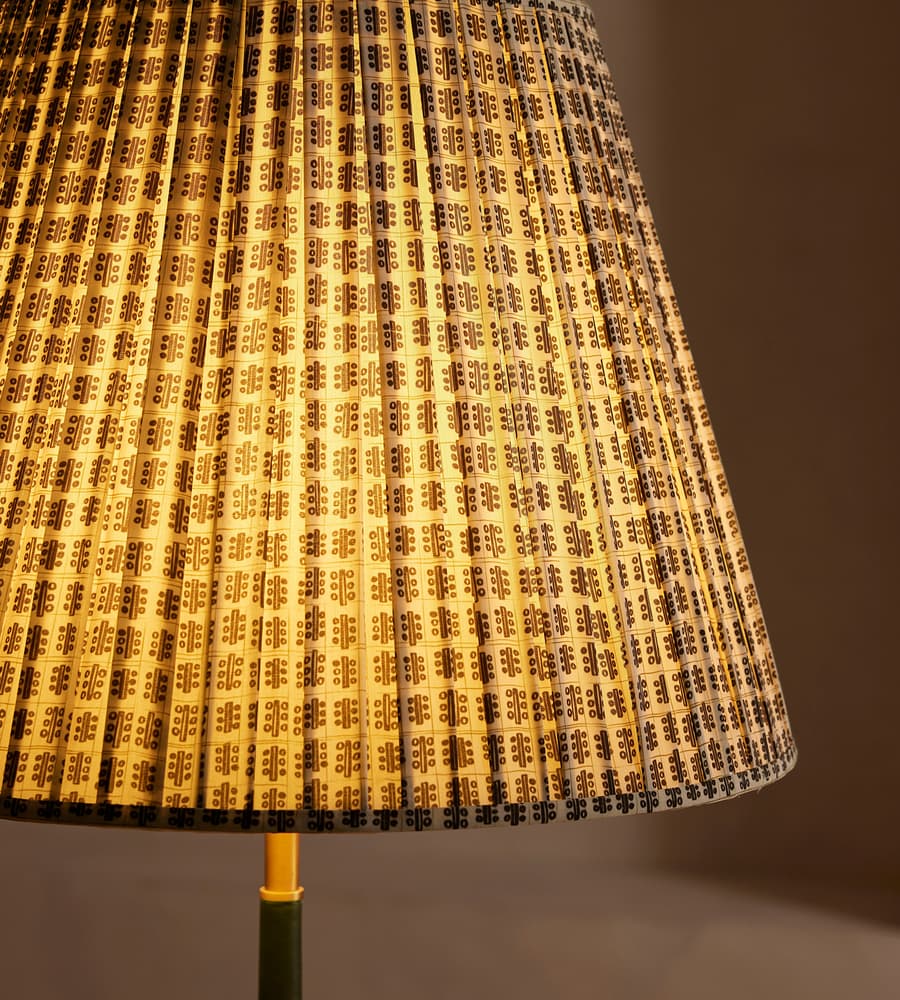 Beckett Leather Floor Lamp, Patterned Shade, US