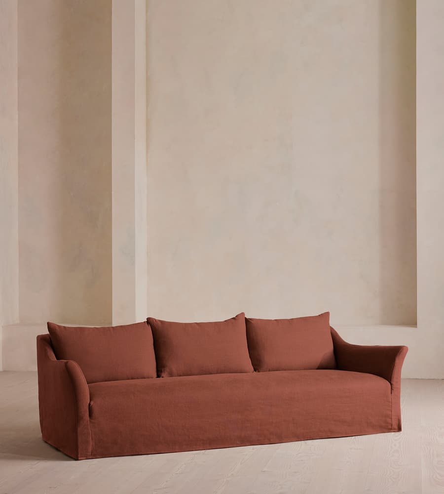 Roma Four Seater Sofa, Linen, Sienna, US