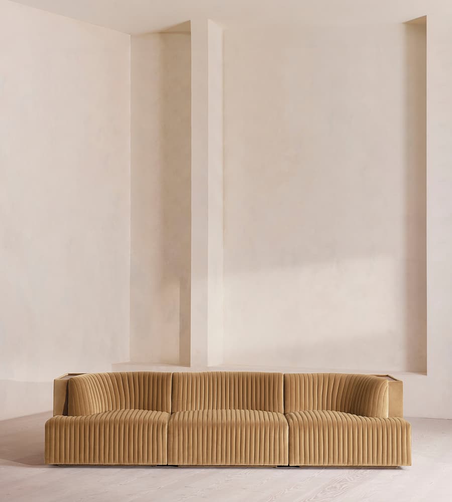 Hamish Modular Sofa, Four Seater, Velvet, Camel